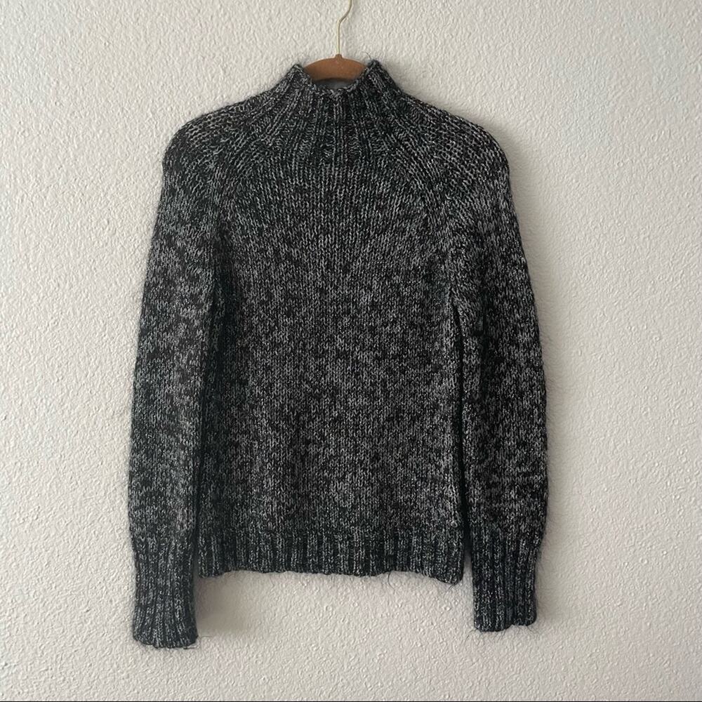 Metallic Mock Neck Sweater Black & Silver Size Medium by Express